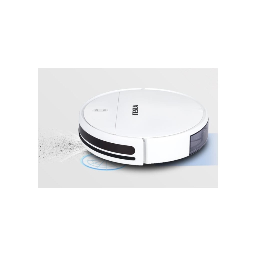 TESLA Electronics RoboStar - Интелигентна прахосмукачка робот 2в1 2500 mAh Wi-Fi Tuya бял + дистанционно управление