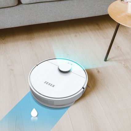 TESLA Electronics RoboStar - Интелигентна прахосмукачка робот 2в1 2550 mAh Wi-Fi бял