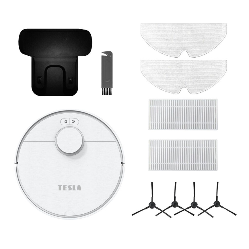 TESLA Electronics RoboStar - Интелигентна прахосмукачка робот 2в1 2550 mAh Wi-Fi бял