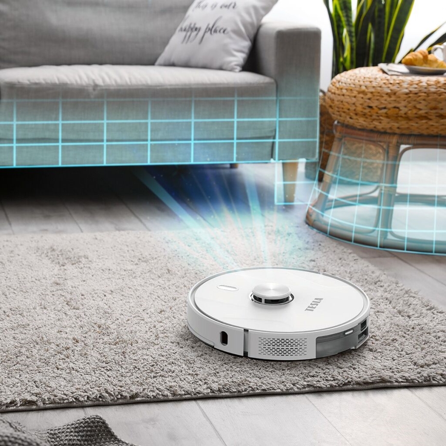 TESLA Electronics RoboStar - Интелигентна прахосмукачка робот 2в1 2600 mAh Wi-Fi бял