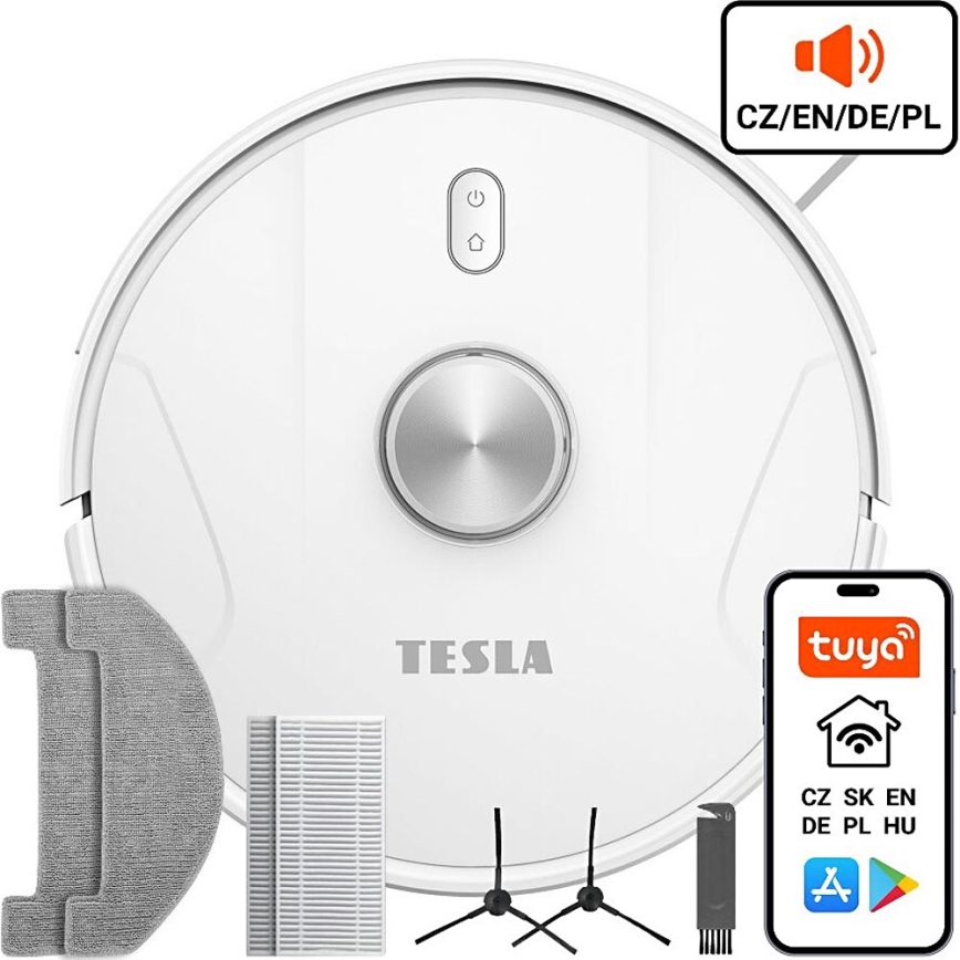 TESLA Electronics RoboStar - Интелигентна прахосмукачка робот 2в1 2600 mAh Wi-Fi бял