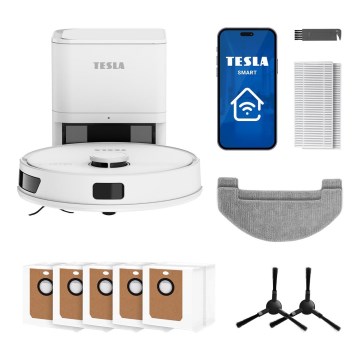 TESLA Electronics RoboStar - Интелигентна роботизирана прахосмукачка 3 в 1 3200 mAh Wi-Fi бяла