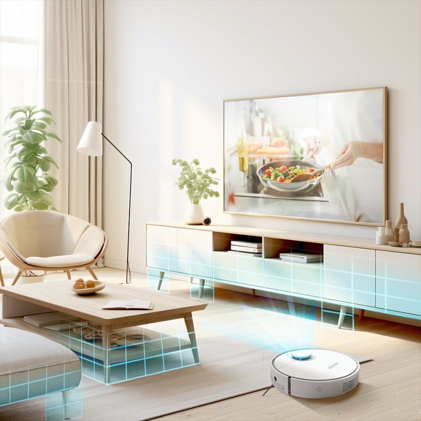 TESLA Electronics RoboStar - Умен роботизиран прахосмукач 2в1 2550 mAh Wi-Fi бял