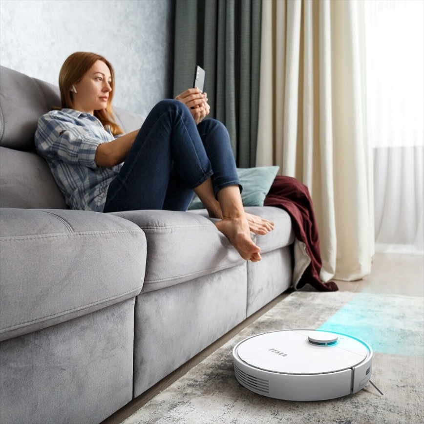 TESLA Electronics RoboStar - Умен роботизиран прахосмукач 2в1 2550 mAh Wi-Fi бял