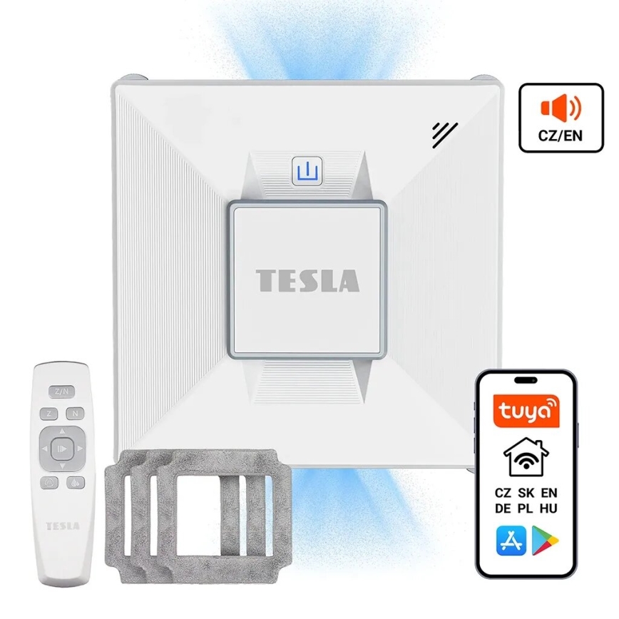 TESLA Electronics RoboStar - Умен уред за почистване на прозорци с воден спрей 72W/230V/650 mAh Wi-Fi + дистанционно управление