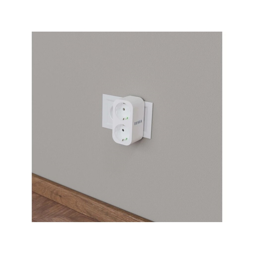 TESLA Smart - Интелигентен разклонител за контакти 2x16A/230V Тип F Wi-Fi Tuya