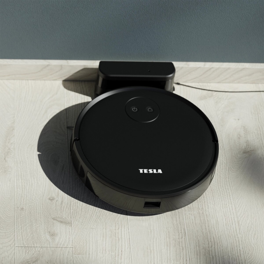 TESLA Smart - Интелигентна прахосмукачка робот 2в1 2000 mAh Wi-Fi черен + дистанционно управление