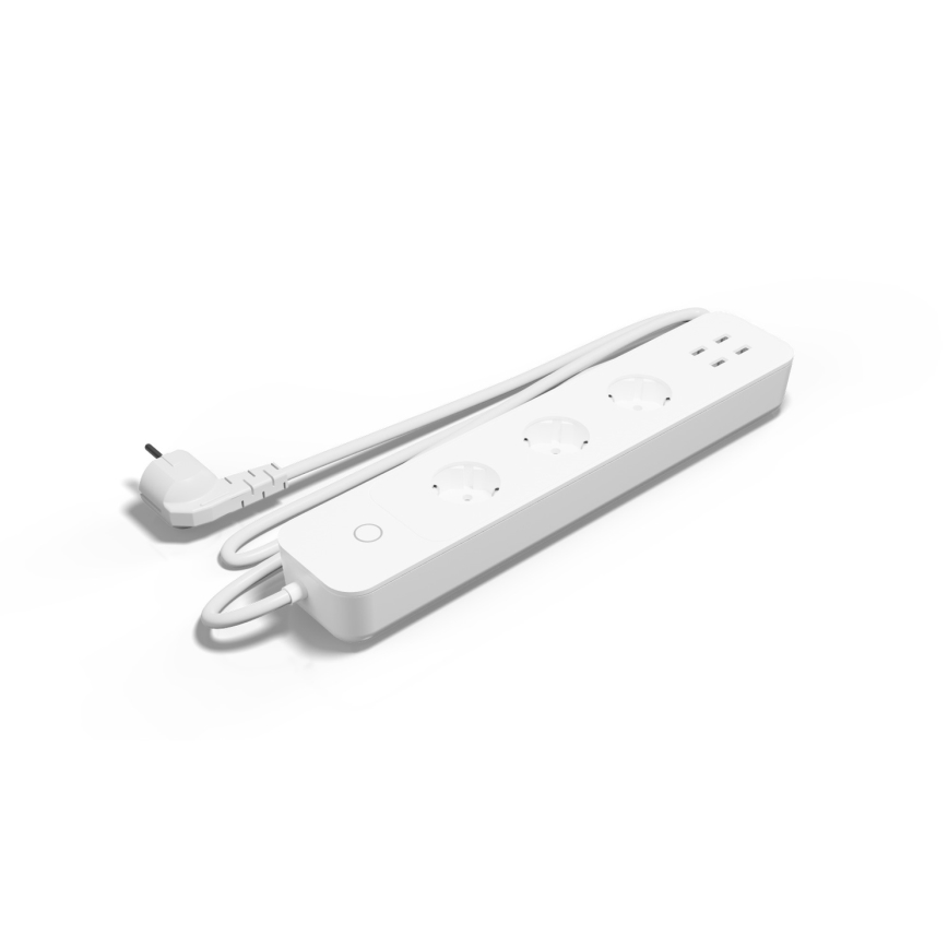 TESLA Smart - Смарт разклонител с превключвател 1,8 м 3Z + 4xUSB Wi-Fi Tuya