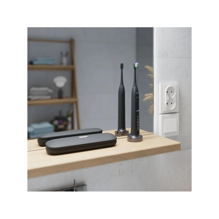 TESLA Smart - Комплект от 4 резервни глави за звукова четка TS400, черен