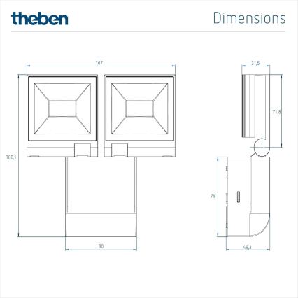 theben - LED стенен прожектор 2xLED/10W/230V бял IP55