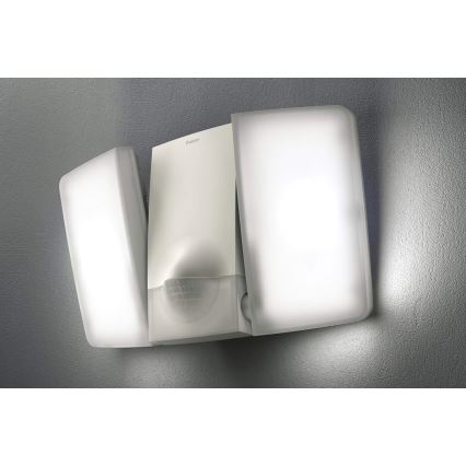 theben - LED стенен прожектор със сензор 2xLED/10W/230V бял IP55