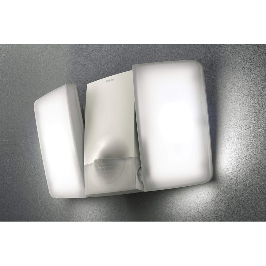 theben - LED стенен прожектор със сензор 2xLED/10W/230V бял IP55