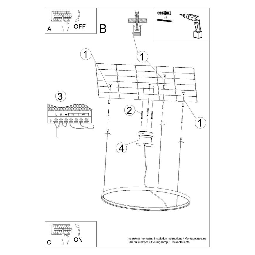 Thoro TH.181 - LED  Пендел RIO LED /50W/230V CRI 95 4000K Ø 78 cm златист