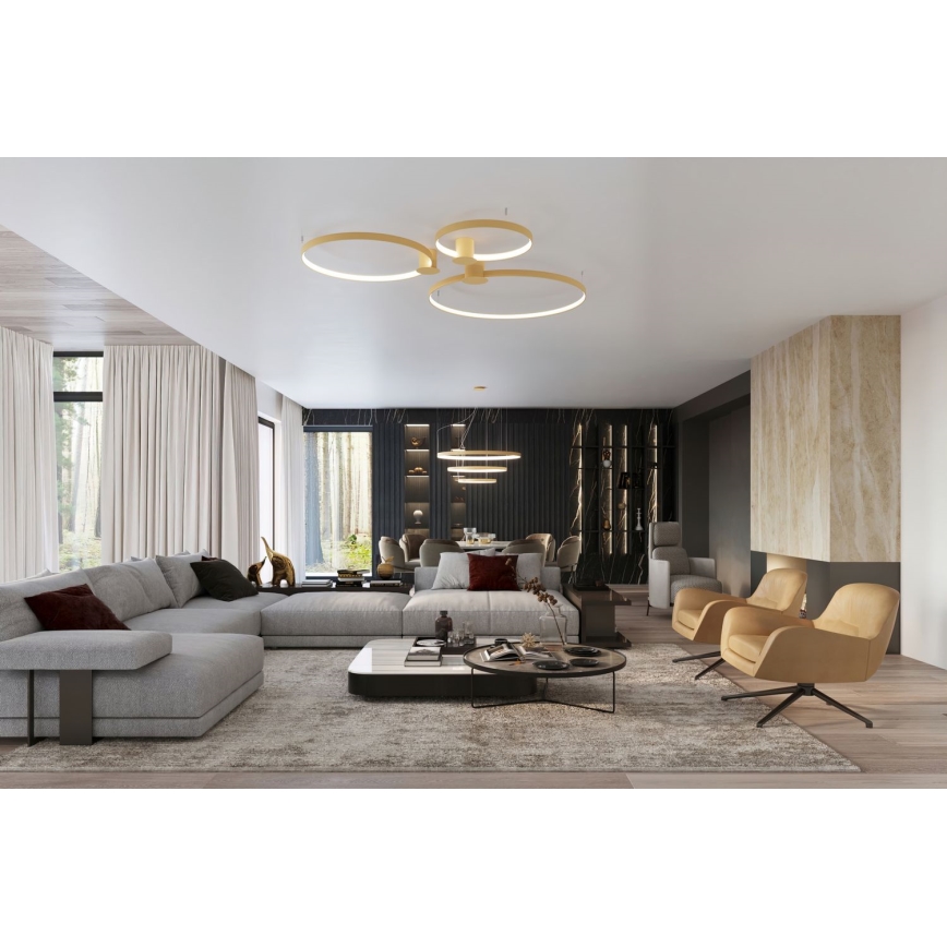 Thoro TH.224 - LED Плафониера RIO LED/50W/230V CRI 90 3000K Ø 78 cm златист