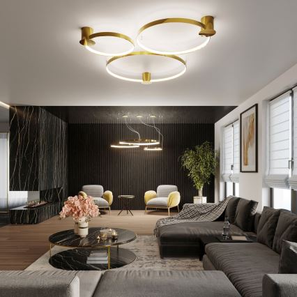 Thoro TH.252 - LED Плафониера RIO LED/50W/230V CRI 90 3000K Ø 78 cm златист