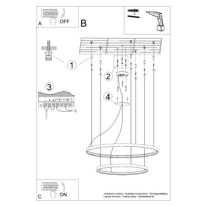 Thoro TH.268 - LED Пендел RIO LED/80W/230V CRI 95 4000K златист