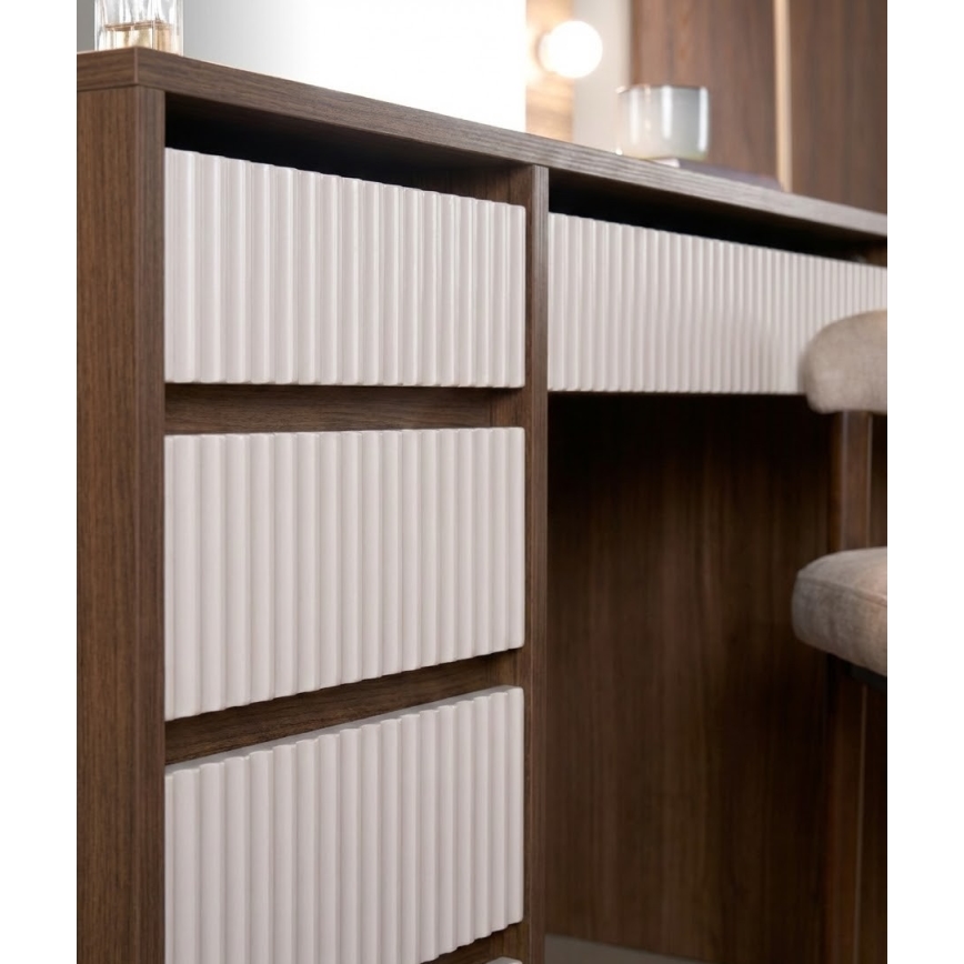 Тоалетка AMORIO 120 x 55 см, кашмир/орехов декор