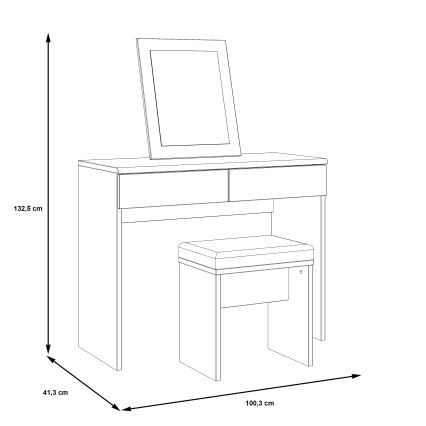Тоалетка ERO + табуретка кафява/черна