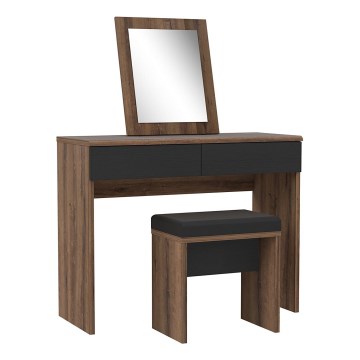 Тоалетка JUNO + табуретка 45x29,6 см кафява/черна
