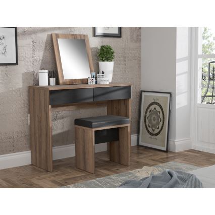 Тоалетка JUNO + табуретка 45x29,6 см кафява/черна