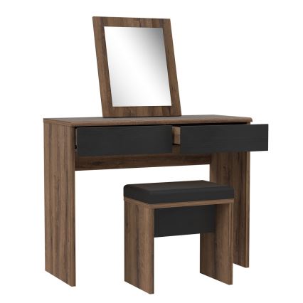 Тоалетка JUNO + табуретка 45x29,6 см кафява/черна