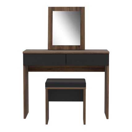 Тоалетка JUNO + табуретка 45x29,6 см кафява/черна
