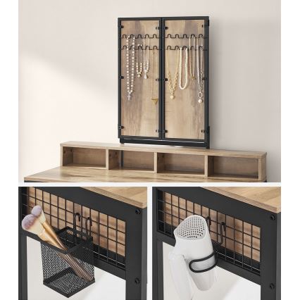 Тоалетка с табуретка 28,6x42 cm FLORA кафява/черна