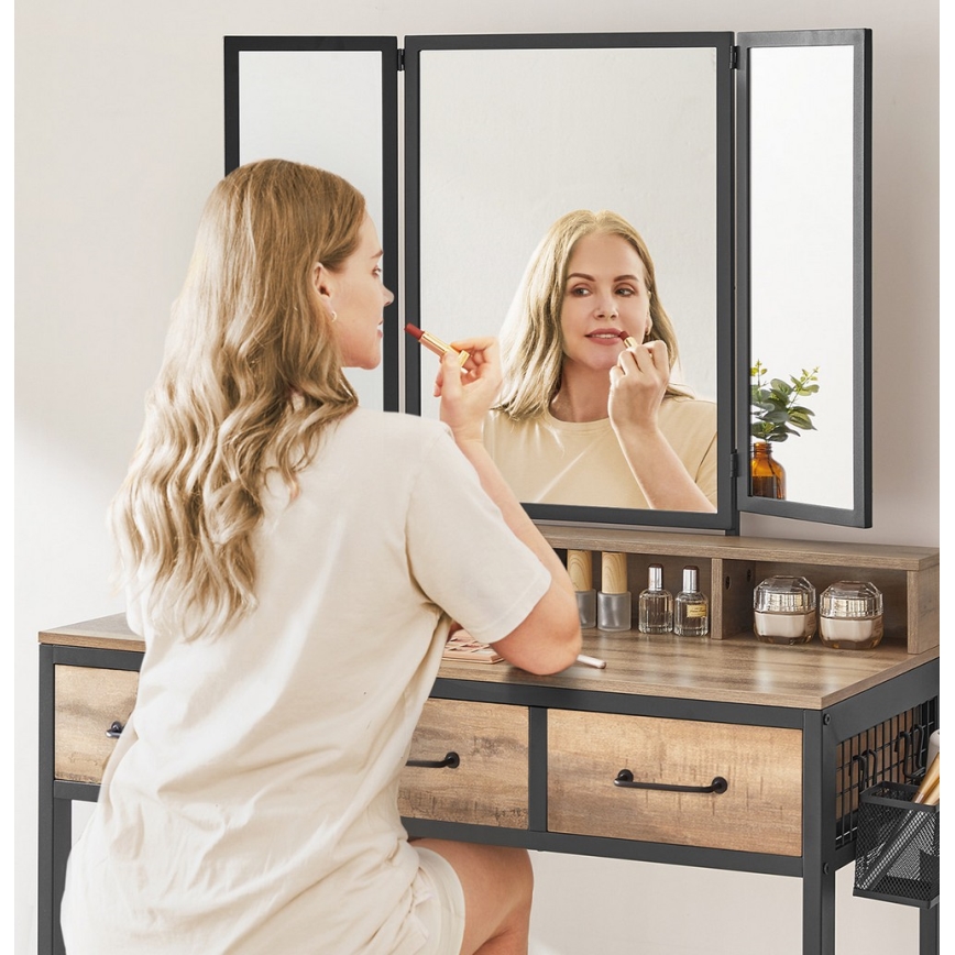 Тоалетка с табуретка 28,6x42 cm FLORA кафява/черна