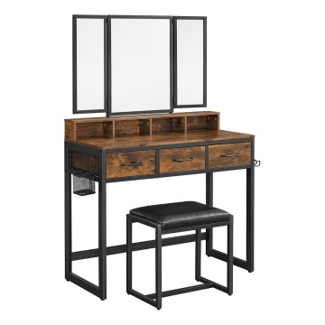 Тоалетка с табуретка 28,6x42 см FLORA кафява/черна