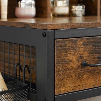 Тоалетка с табуретка 28,6x42 см FLORA кафява/черна