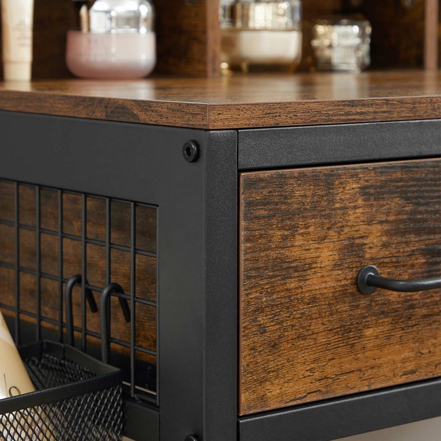 Тоалетка с табуретка 28,6x42 см FLORA кафява/черна