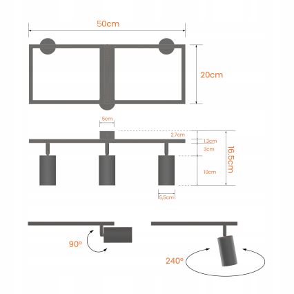 Точково осветително тяло 3xGU10/30W/230V бяло