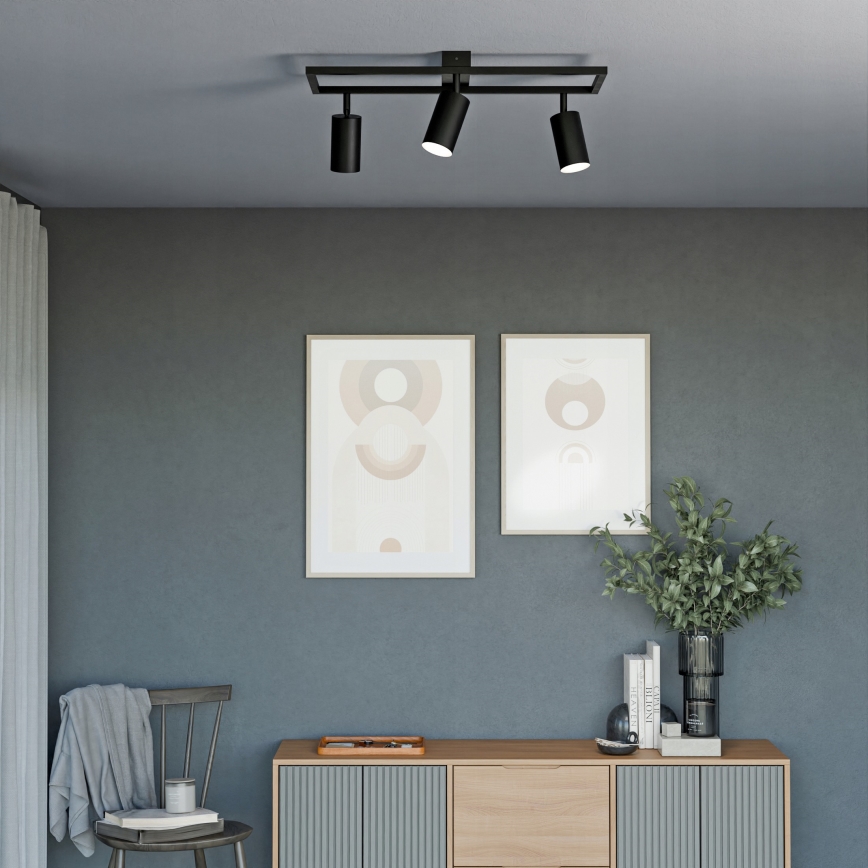 Точково осветително тяло 3xGU10/30W/230V черно