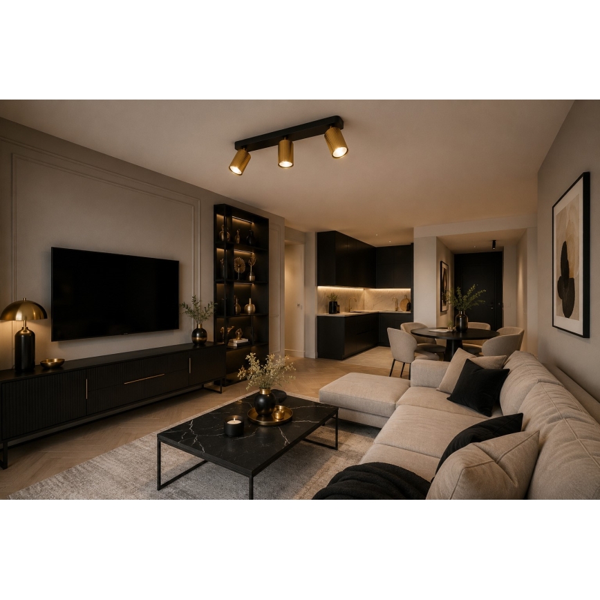 Точково осветително тяло ELAN 3xGU10/30W/230V златисто/черно