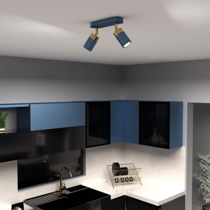 Точково осветително тяло JOKER 2xGU10/25W/230V синьо/златисто