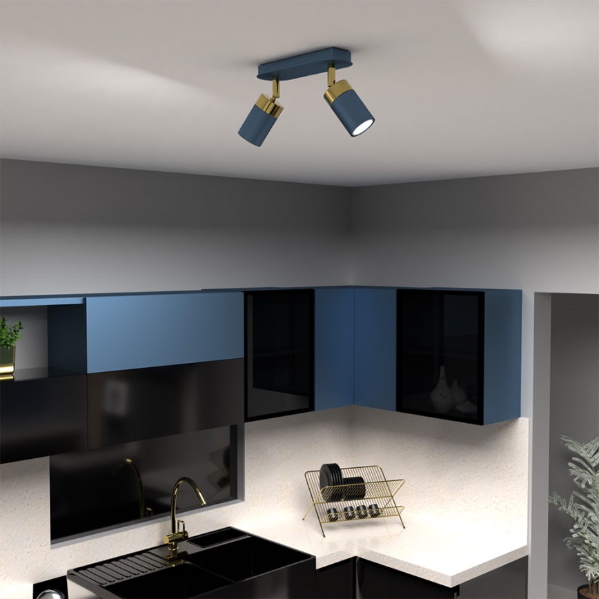 Точково осветително тяло JOKER 2xGU10/25W/230V синьо/златисто