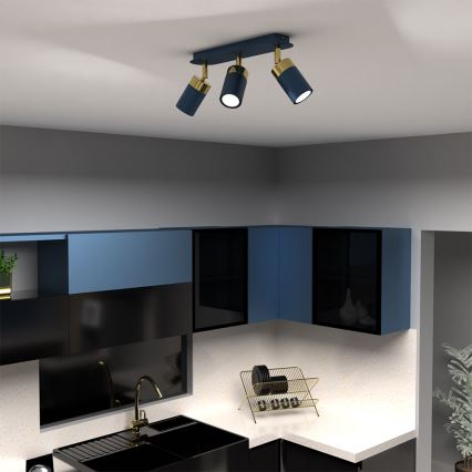 Точково осветително тяло JOKER 3xGU10/25W/230V синьо/златно