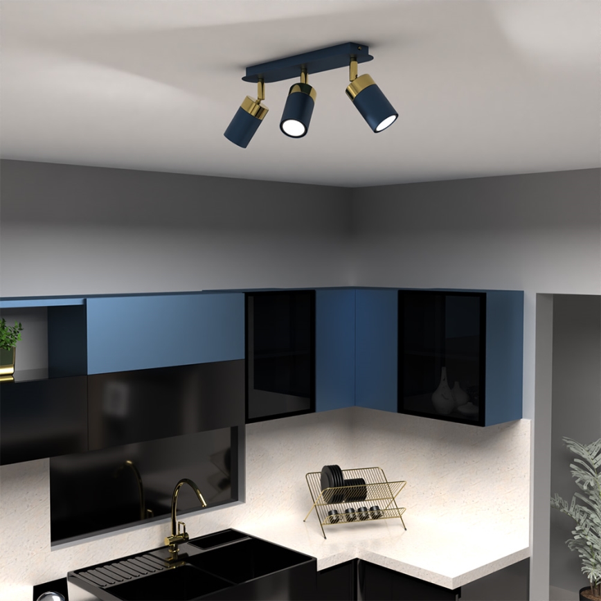 Точково осветително тяло JOKER 3xGU10/25W/230V синьо/златно