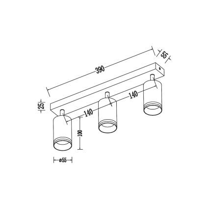 Точково осветително тяло PIPE 3xGU10/10W/230V черно