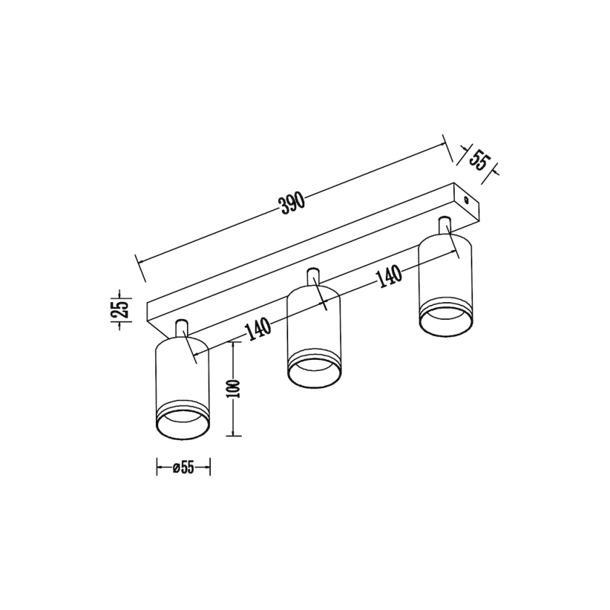 Точково осветително тяло PIPE 3xGU10/10W/230V черно