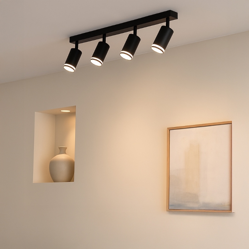 Точково осветително тяло PIPE 4xGU10/10W/230V черно