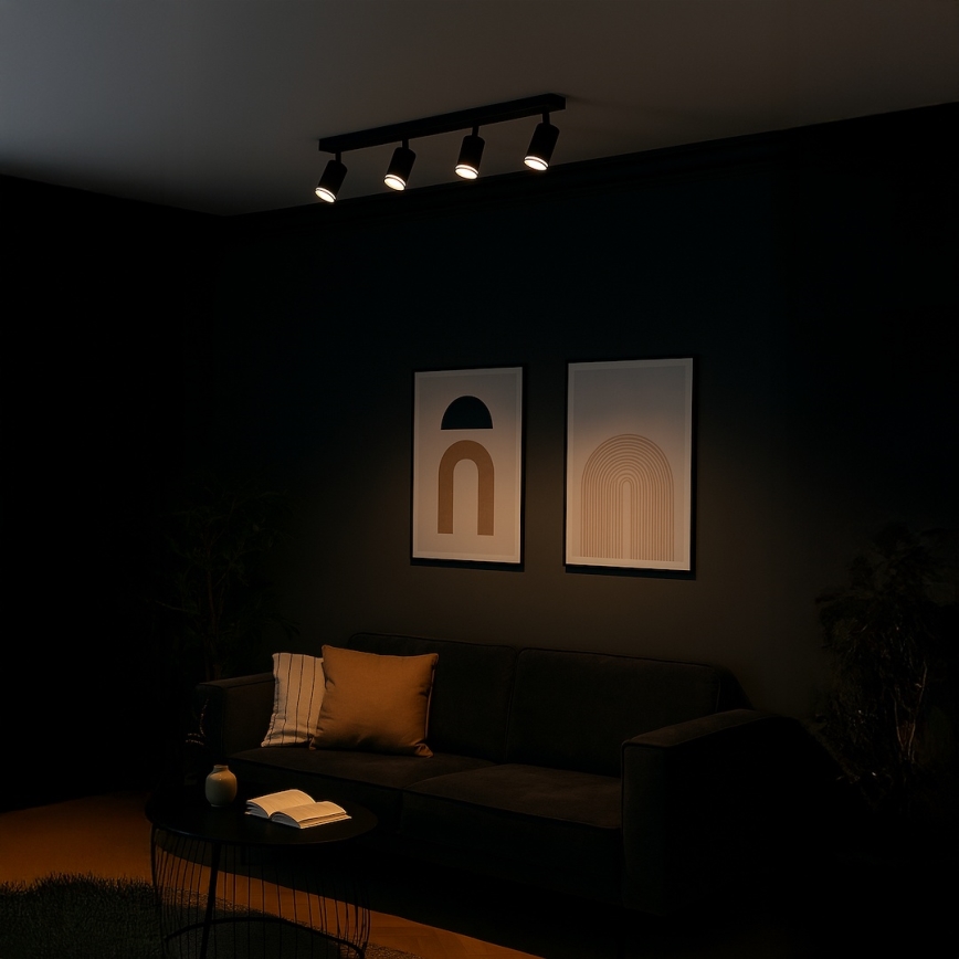 Точково осветително тяло PIPE 4xGU10/10W/230V черно