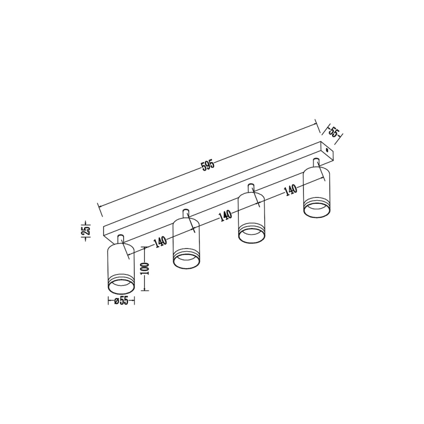 Точково осветително тяло PIPE 4xGU10/10W/230V черно