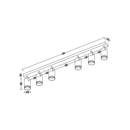 Точково осветително тяло PIPE 6xGU10/10W/230V, бяло