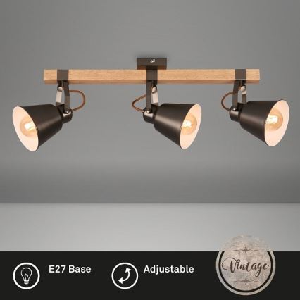 Точково осветително тяло RETRO 3xE27/40W/230V, кафяво