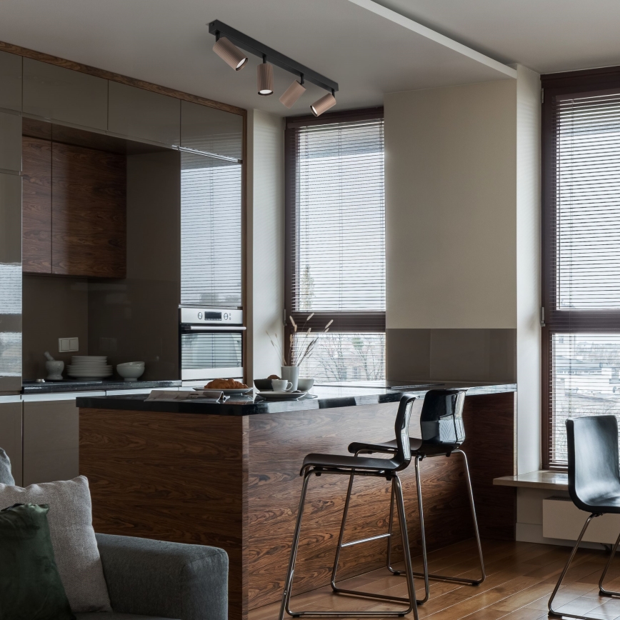 Точково осветително тяло TUNE 4xGU10/10W/230V черно/кафяво