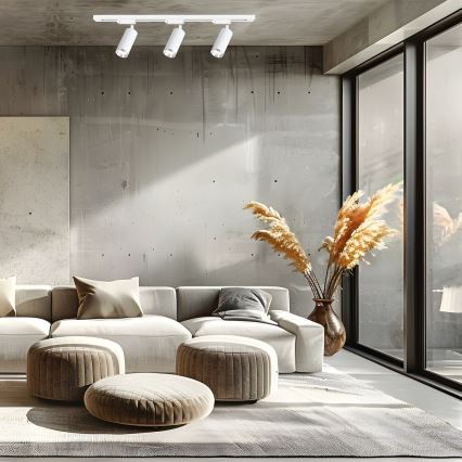 Точково осветително тяло за релсова система MICA 3xGU10/10W/230V, бяло/матов хром