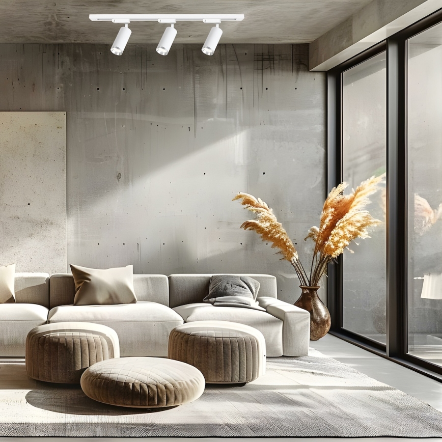 Точково осветително тяло за релсова система MICA 3xGU10/10W/230V, бяло/матов хром