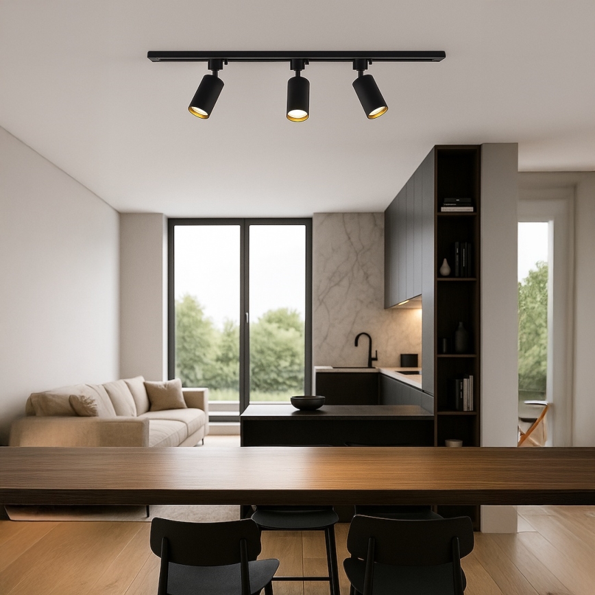 Точково осветително тяло за шинна система TIGER 3xGU10/10W/230V черно