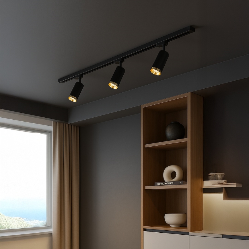 Точково осветително тяло за релсова система MICA 3xGU10/10W/230V черно/златно